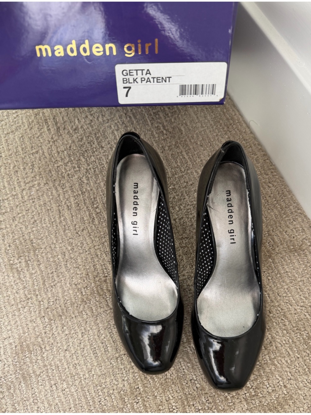 Madden Girl Black Patent Round Toe Pumps